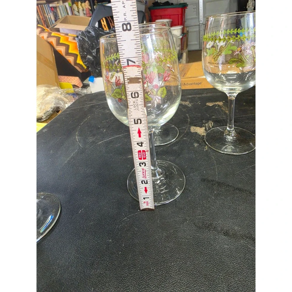 Portmeirion Botanic Garden Stemmed Wine Glasses Set of 4 Floral Assorted 8.5in